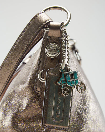 Coach Gun Metal Bronze Leather Bag - O/S