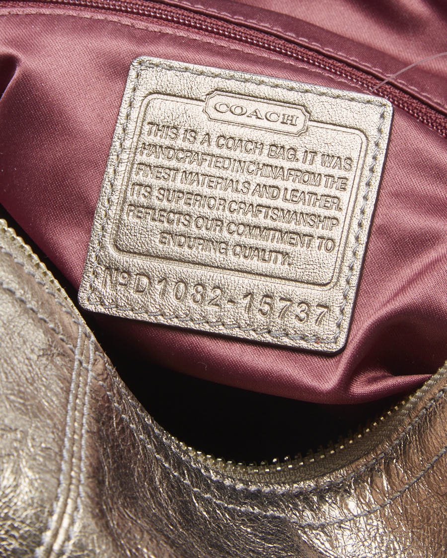 Coach Gun Metal Bronze Leather Bag - O/S