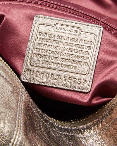Coach Gun Metal Bronze Leather Bag - O/S