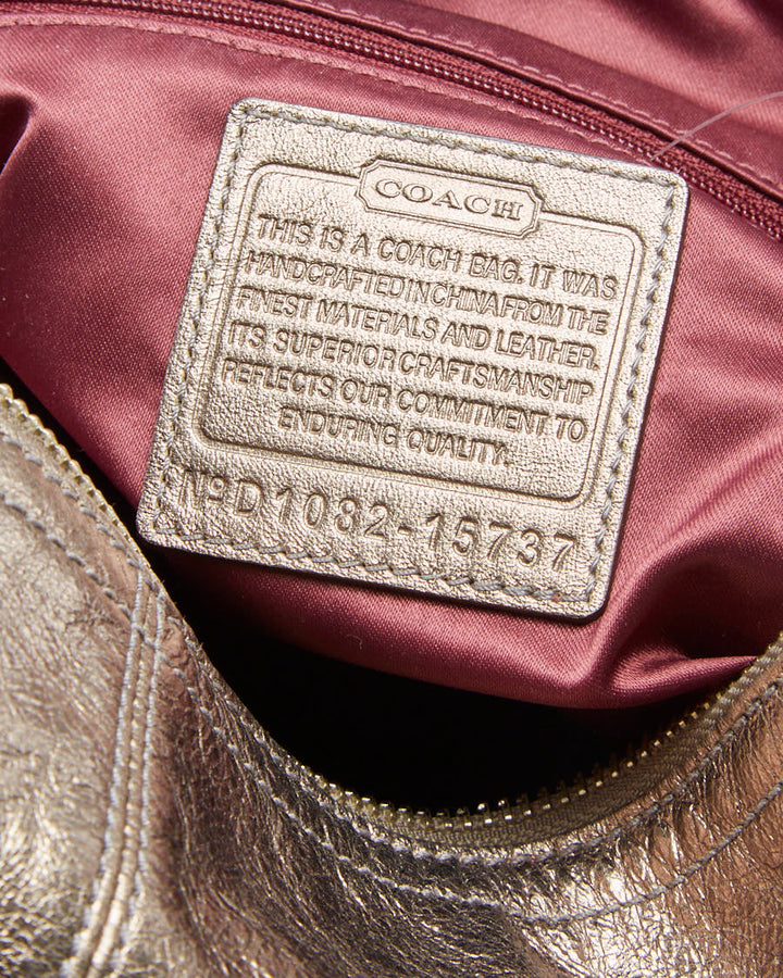 Coach Gun Metal Bronze Leather Bag - O/S