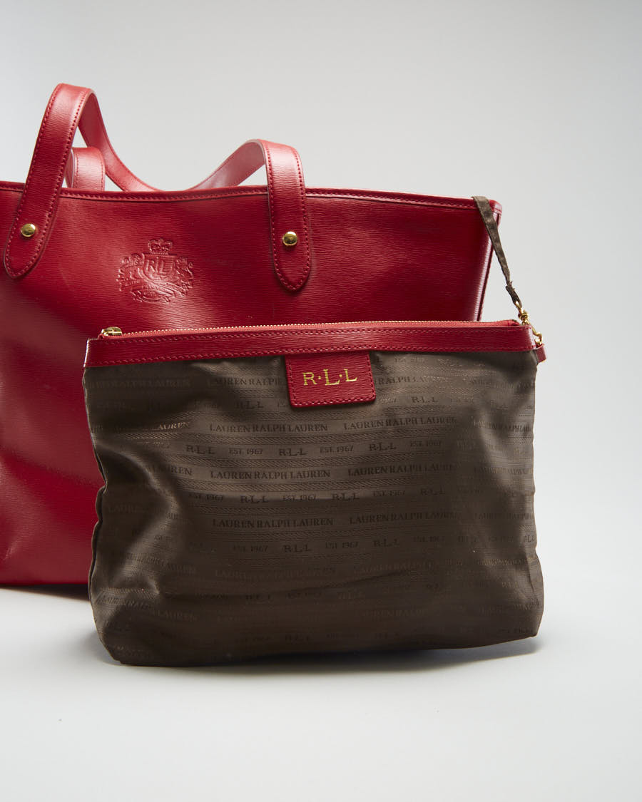 Lauren By Ralph Lauren Red Leather Hand Bag - O/S