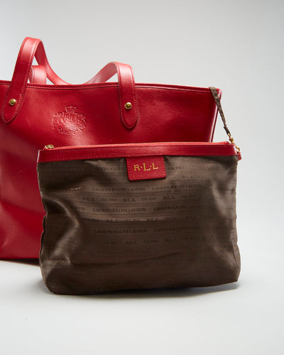 Lauren By Ralph Lauren Red Leather Hand Bag - O/S