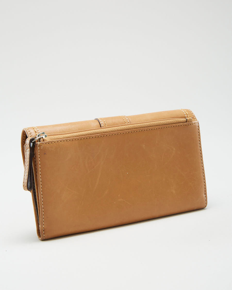 Coach Beige Leather Wallet With Buckle Front - O/S