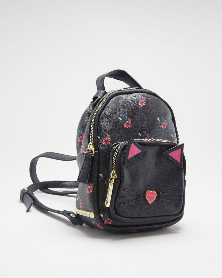 betsey johnson mini backpack cat Betsey Johnson Black Leather Small Cat Backpack