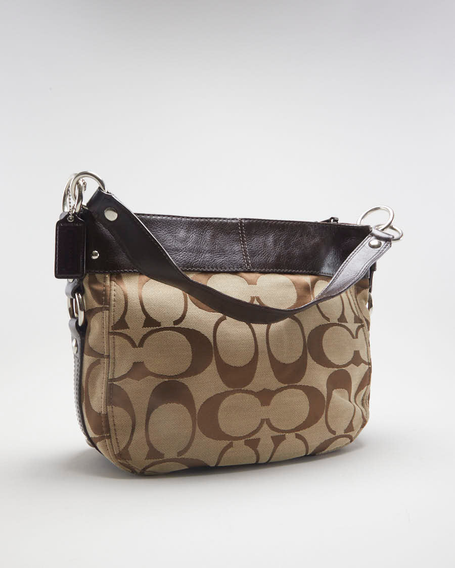 Y2K 00s Coach Brown Monogram Shoulder Bag - O/S
