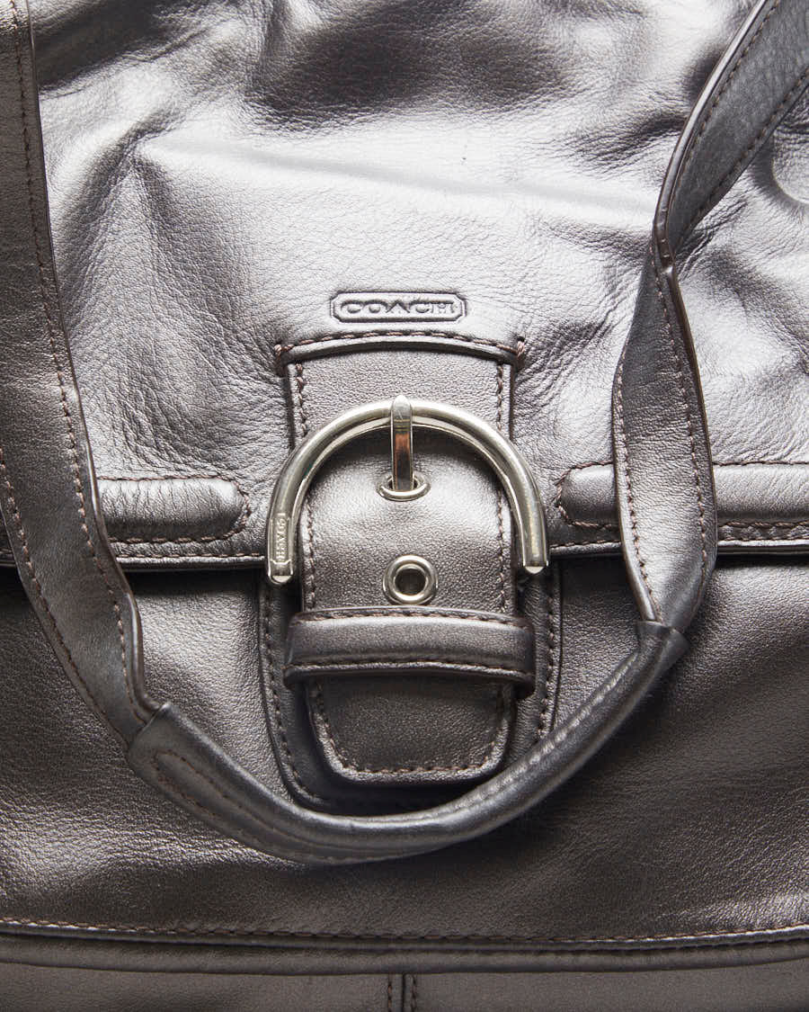 Coach Gun Metal Grey Campbell Leather Handbag - O/S