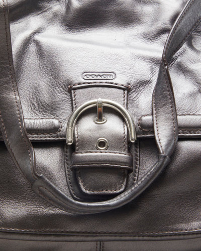 Coach Gun Metal Grey Campbell Leather Handbag - O/S