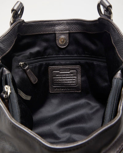 Coach Gun Metal Grey Campbell Leather Handbag - O/S