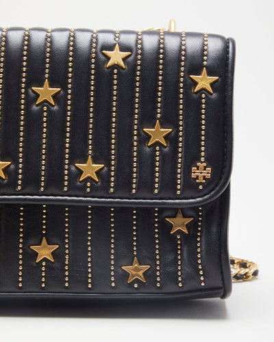 Tory Burch Black & Gold Studded Cross Body Bag - O/S