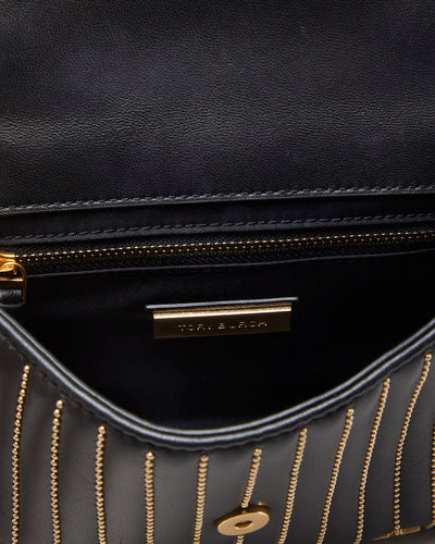 Tory Burch Black & Gold Studded Cross Body Bag - O/S