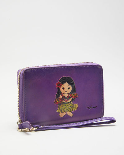 Vintage 00s Hawaii Purple Leather Wallet - O/S