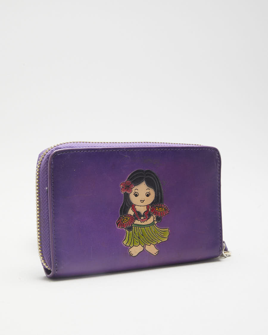 Vintage 00s Hawaii Purple Leather Wallet - O/S