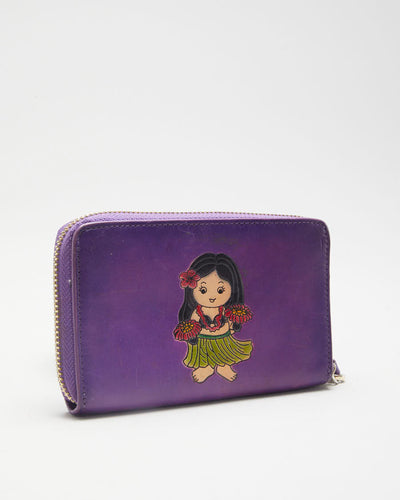 Vintage 00s Hawaii Purple Leather Wallet - O/S