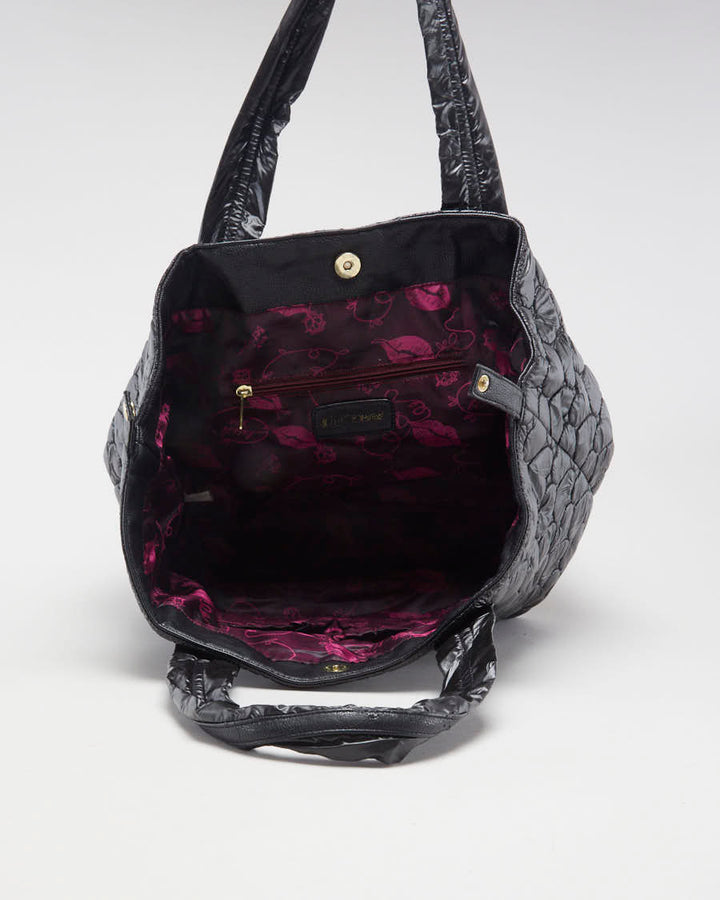 Betsey Johnson Black Love Heart Puffer Bag - O/S