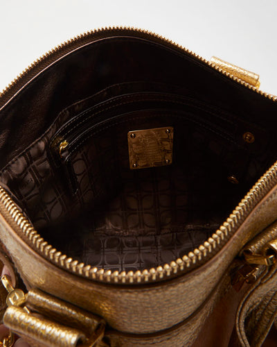 Y2K 00s Rafe Brown Leather Faux Fur Bag - O/S