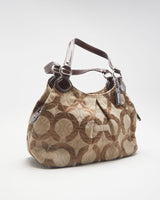 Y2K 00s Coach Brown Monogram Shoulder Bag - O/S