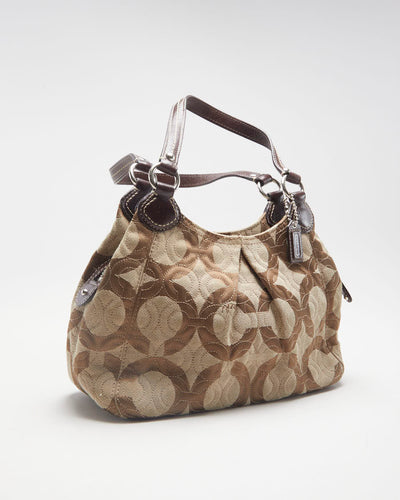 Y2K 00s Coach Brown Monogram Shoulder Bag - O/S