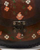 Vintage 70s Leather Handpainted Flower Bag - O/S