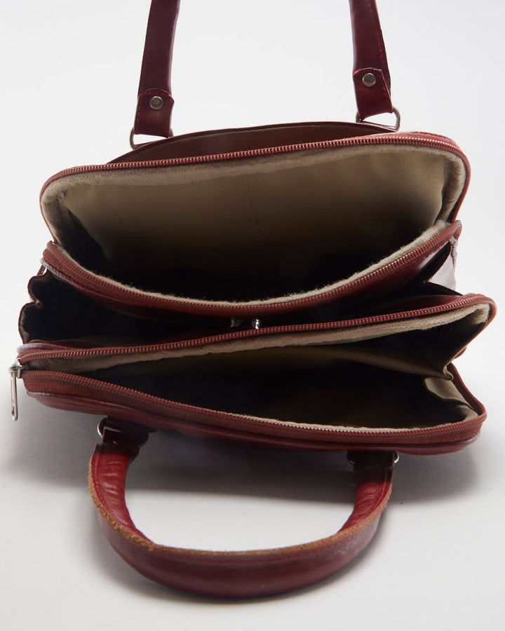 Vintage 70s Gran's Naturals Red Leather Embellished Handbag - O/S