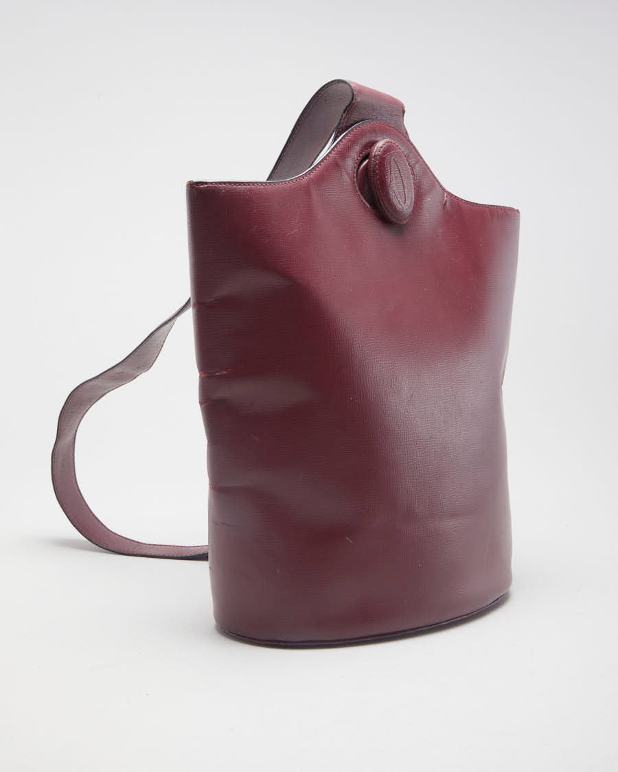 Vintage Cartier Leather Maroon Crossbody Bag - O/S