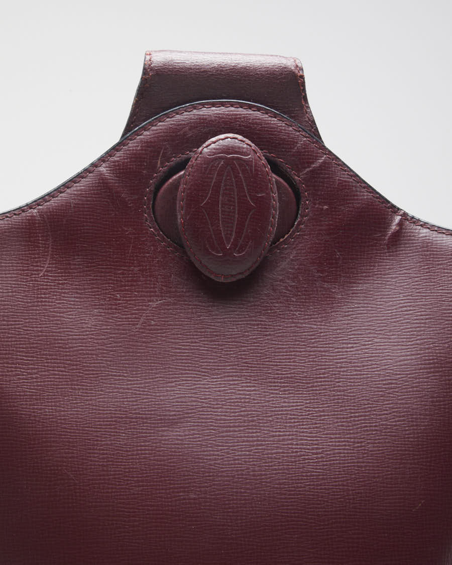 Vintage Cartier Leather Maroon Crossbody Bag - O/S