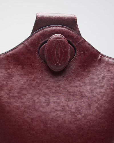 Vintage Cartier Leather Maroon Crossbody Bag - O/S