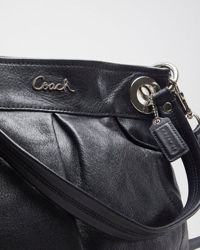 Coach Black Leather "Ashley" Crossbody Bag - O/S