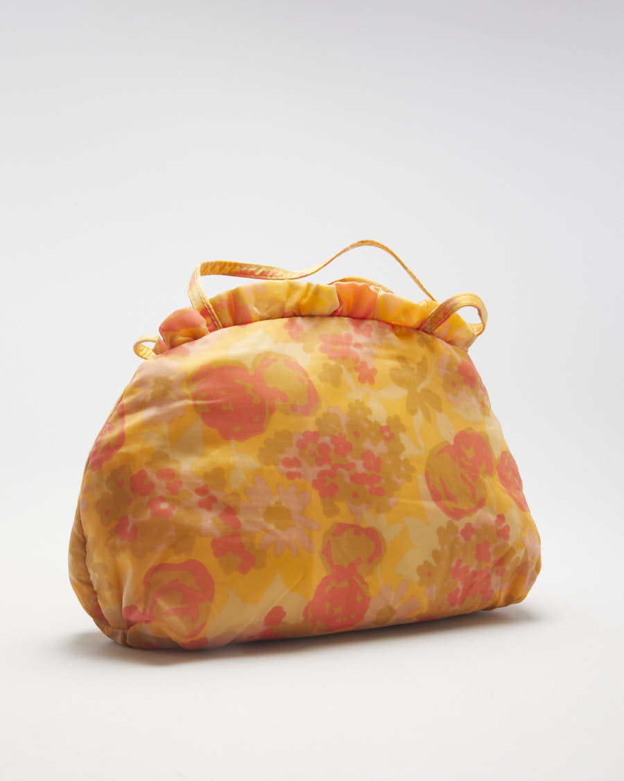 Vintage Orange &amp; Pink Floral Clutch Bag - O/S