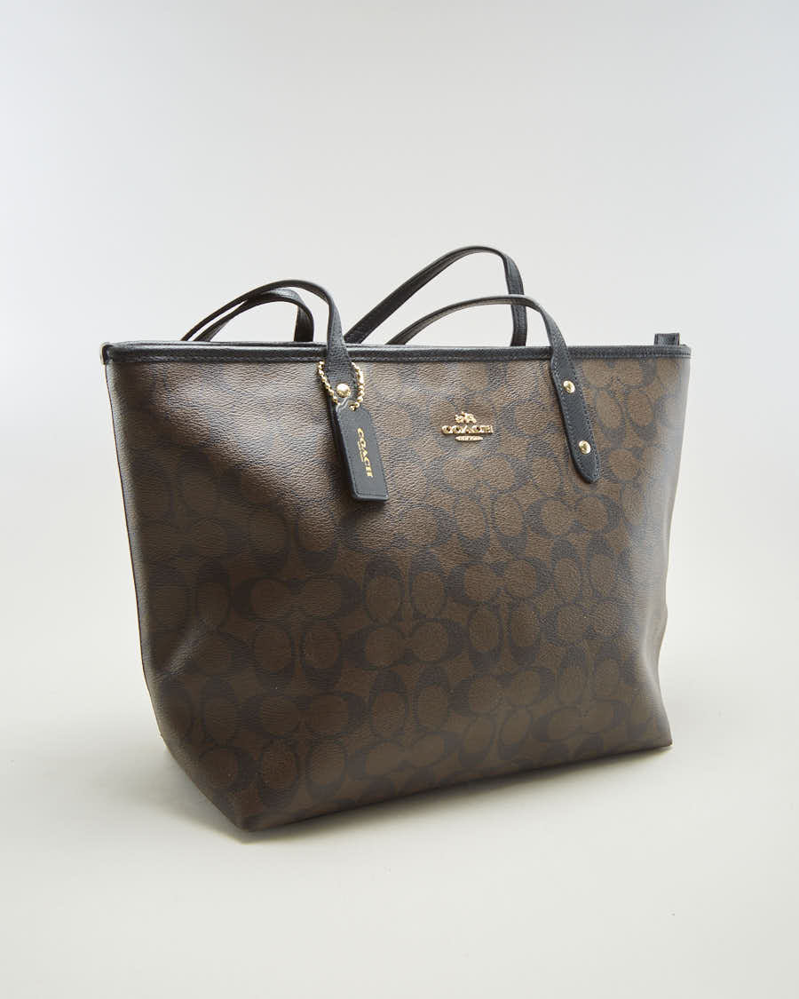 Coach Brown Monogram Leather Handbag - O/S