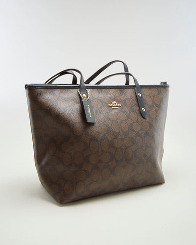 Coach Brown Monogram Leather Handbag - O/S