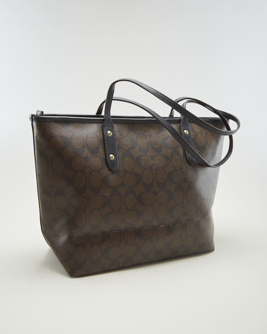 Coach Brown Monogram Leather Handbag - O/S