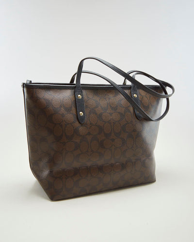 Coach Brown Monogram Leather Handbag - O/S