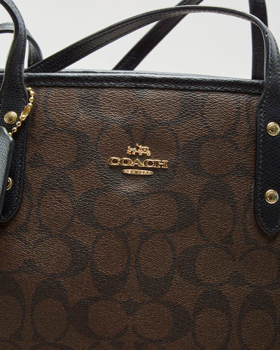 Coach Brown Monogram Leather Handbag - O/S