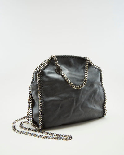 Stella McCartney Black Leather Bag With Silver Chain - O/S