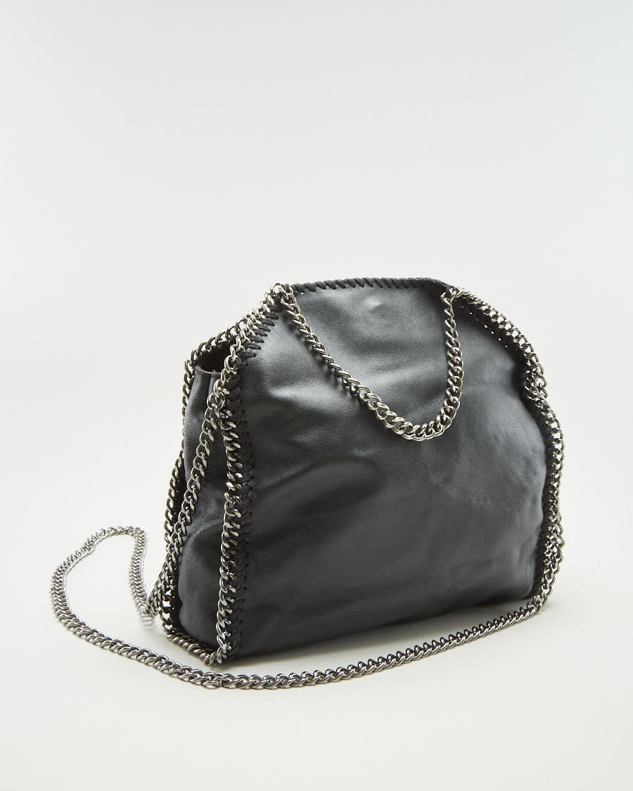 Stella McCartney Black Leather Bag With Silver Chain - O/S
