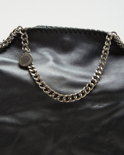 Stella McCartney Black Leather Bag With Silver Chain - O/S