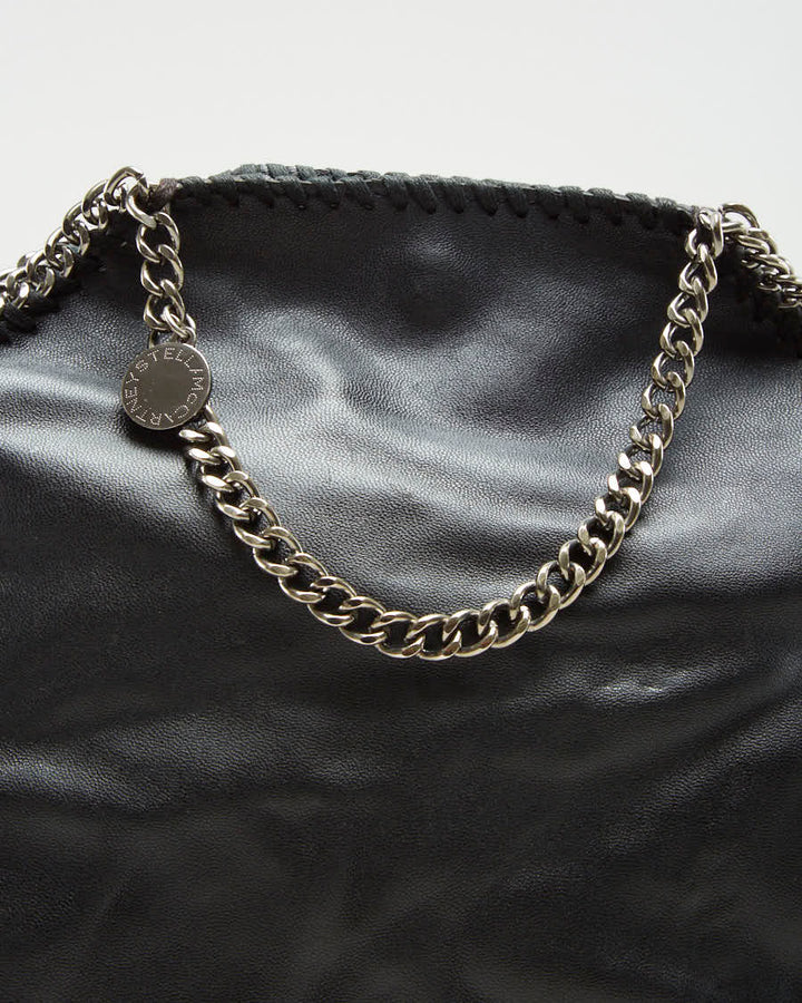 Stella McCartney Black Leather Bag With Silver Chain - O/S