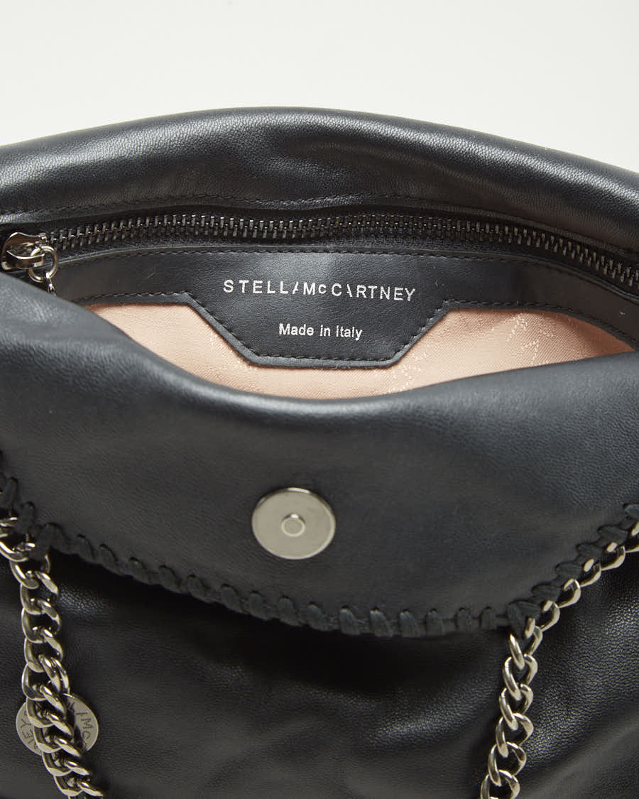 Stella McCartney Black Leather Bag With Silver Chain - O/S