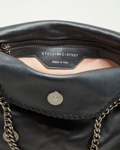 Stella McCartney Black Leather Bag With Silver Chain - O/S