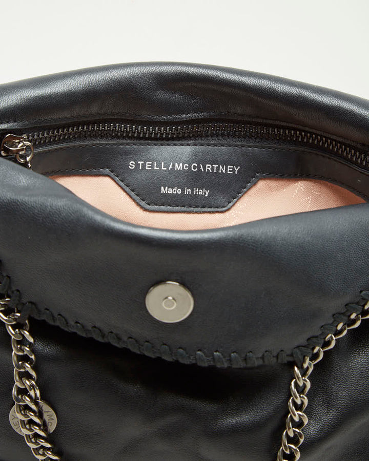 Stella McCartney Black Leather Bag With Silver Chain - O/S
