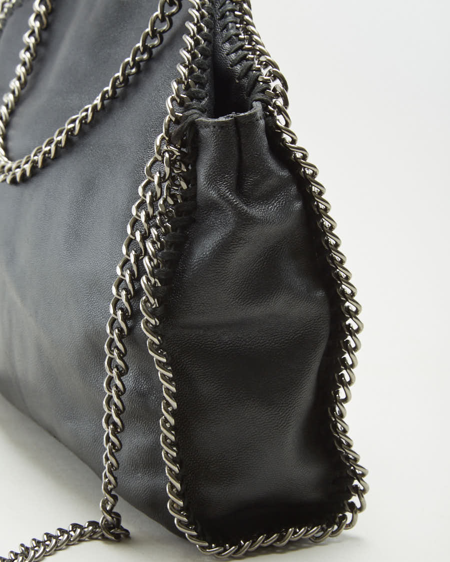 Stella McCartney Black Leather Bag With Silver Chain - O/S