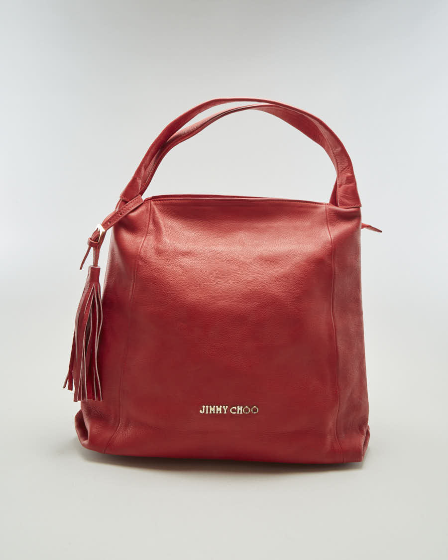 Y2K 00s Jimmy Choo Red Leather Handbag - O/S