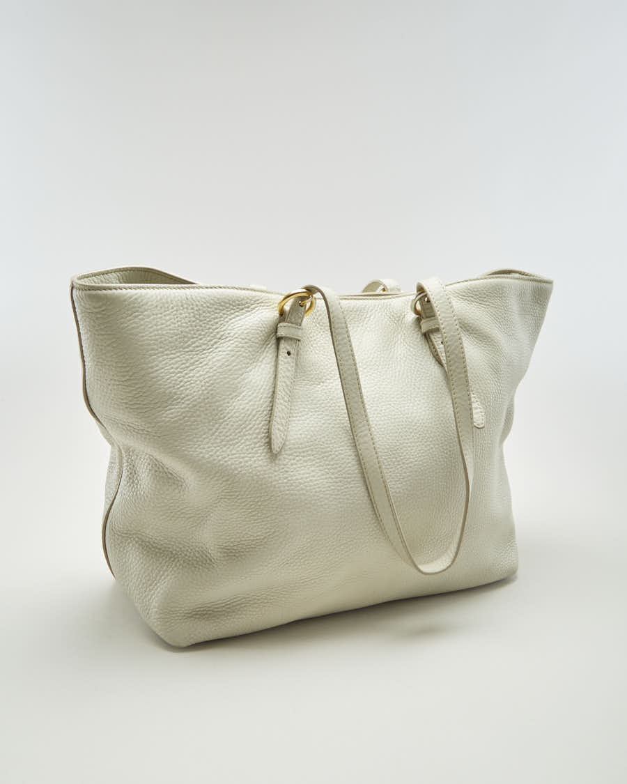 Y2K 00s Miu Miu Cream Leather Handbag - O/S