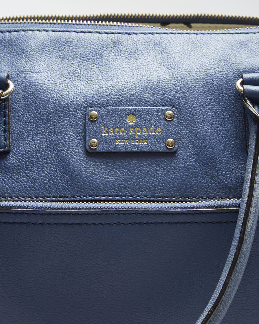Kate Spade Blue Leather Handbag With Goldware - O/S
