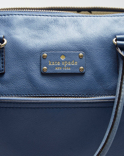 Kate Spade Blue Leather Handbag With Goldware - O/S