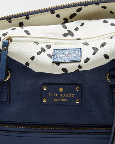 Kate Spade Blue Leather Handbag With Goldware - O/S