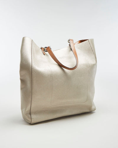 Ralph Lauren Gun Metal Gold Vegan Leather Tote Bag - O/S