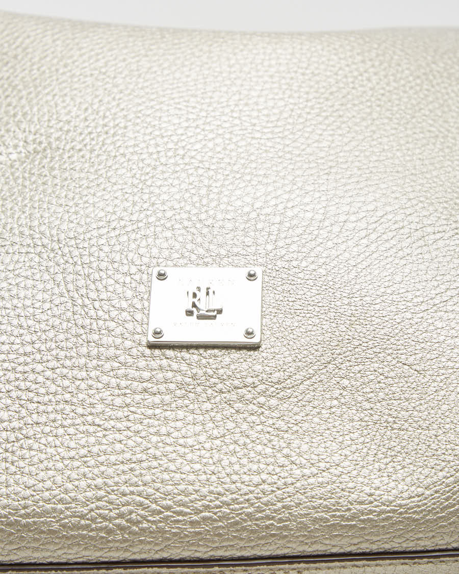 Ralph Lauren Gun Metal Gold Vegan Leather Tote Bag - O/S