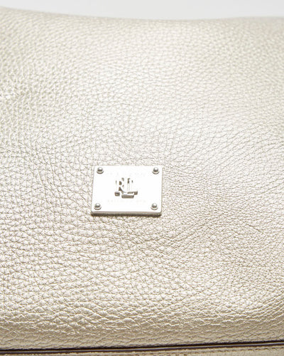 Ralph Lauren Gun Metal Gold Vegan Leather Tote Bag - O/S