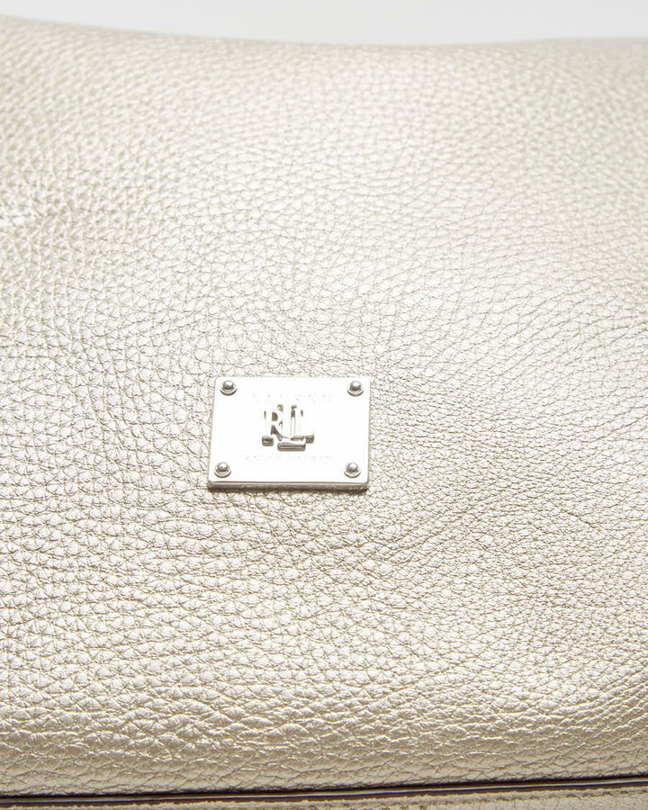 Ralph Lauren Gun Metal Gold Vegan Leather Tote Bag - O/S